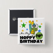 Froggie Hoppy 70th Birthday Vierkante Button 5,1 Cm (Voorkant /achterkant)