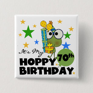 Froggie Hoppy 70th Birthday Vierkante Button 5,1 Cm