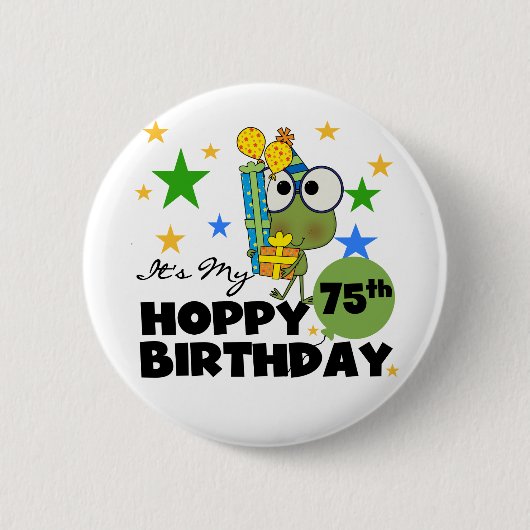 Froggie Hoppy 75th Birthday Ronde Button 5,7 Cm (Voorkant)