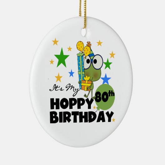 Froggie Hoppy 80th Birthday Keramisch Ornament (Rechts)