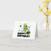 Froggie Hoppy 85th Birthday Kaart (Gele Bloem)
