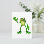 Froggie the Cute Cartoon Waving Frog Briefkaart (Staand voorkant)
