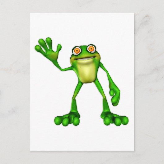 Froggie the Cute Cartoon Waving Frog Briefkaart (Voorkant)