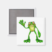 Froggie the Cute Cartoon Waving Frog Magneet (Voorkant / Achterkant)