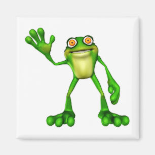 Froggie the Cute Cartoon Waving Frog Magneet