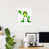 Froggie the Cute Cartoon Waving Frog Poster (Thuiskantoor)