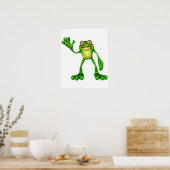 Froggie the Cute Cartoon Waving Frog Poster (Keuken)