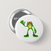 Froggie the Cute Cartoon Waving Frog Ronde Button 5,7 Cm (Voorkant /achterkant)
