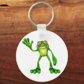 Froggie the Cute Cartoon Waving Frog Sleutelhanger (Voorkant)