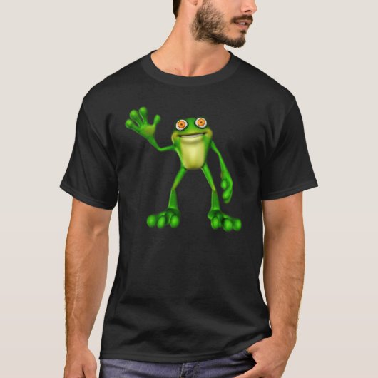 Froggie the Cute Cartoon Waving Frog T-shirt (Voorkant)