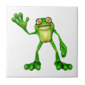 Froggie the Cute Cartoon Waving Frog Tegeltje (Voorkant)