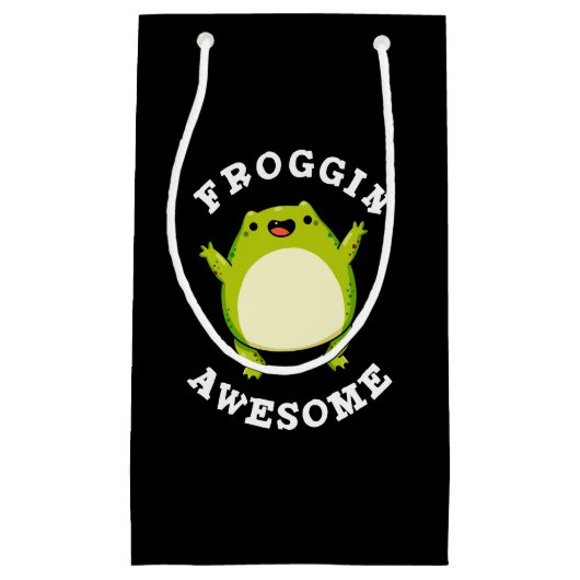 Froggin Geweldige Funny Frog Pun Dark BG Klein Cadeauzakje (Voorkant)