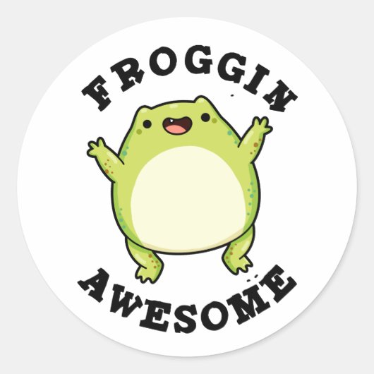 Froggin Geweldige Funny Frog Pun Ronde Sticker (Voorkant)