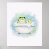 Froggy Bath Time Fun Kids Bathroom Wall Art Poster (Voorkant)