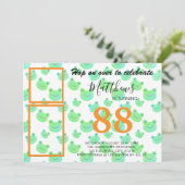 Froggy Birthday party Drie aangepaste foto's sjabl Kaart (Staand voorkant)