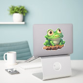 Froggy Finesse Verhoog je creaties Sticker (Laptop op bureau)