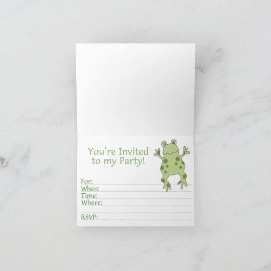 Froggy First Birthday Fill-in Invitations Bedankkaart (Binnen)