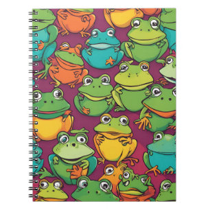 Froggy Frenzy Notitieboek – Levendige Cartoon Kikk