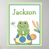 Froggy Frog Turtle Nursery Wall Art Name Print (Voorkant)