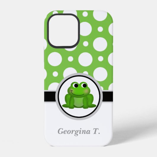 Froggy Green en White Polka Dot iPhone Hoesje (Achterkant)