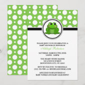 Froggy Green Polka Dot Baby Shower Invitations Kaart (Voorkant / Achterkant)