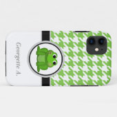 Froggy Green & White Houndstooth iPhone 5 Hoesje (Achterkant (horizontaal))