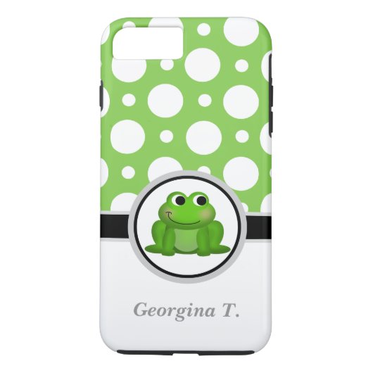 Froggy Green & White Polka Dot iPhone 7 Plus Hoesj Case-Mate iPhone Case (Achterkant)