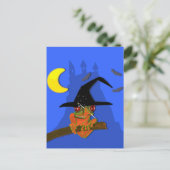Froggy heks gooit een spreuk uit briefkaart (Staand voorkant)