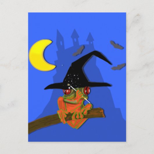 Froggy heks gooit een spreuk uit briefkaart (Voorkant)