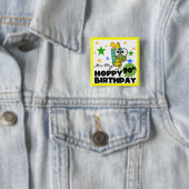 Froggy Hoppy 90th Birthday Vierkante Button 5,1 Cm (In situ)