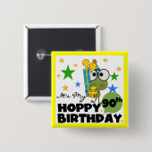 Froggy Hoppy 90th Birthday Vierkante Button 5,1 Cm (Voorkant /achterkant)