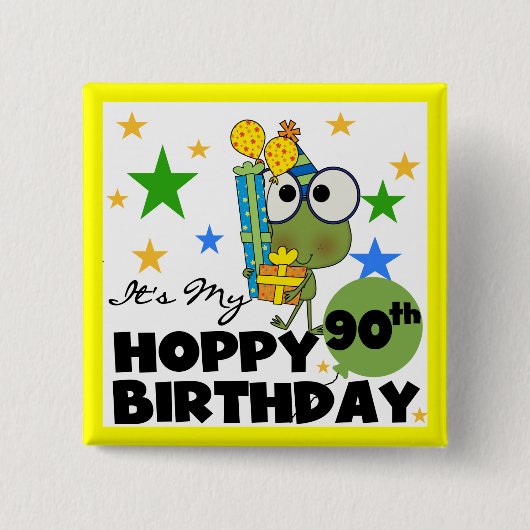 Froggy Hoppy 90th Birthday Vierkante Button 5,1 Cm (Voorkant)