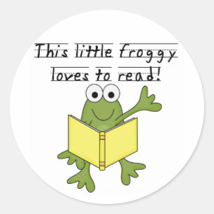 Froggy Houdt van lezen T-shirts en geschenken Ronde Sticker