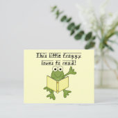 Froggy houdt van T-shirts en cadeautjes lezen Briefkaart (Staand voorkant)