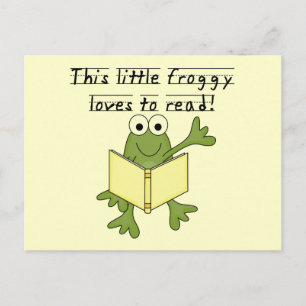 Froggy houdt van T-shirts en cadeautjes lezen Briefkaart
