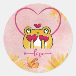 Froggy Love: Hopping Hearts Ronde Sticker