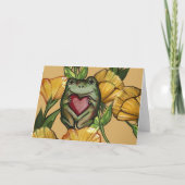 Froggy Lover Flower Pattern Frogs Love Heart Kaart (Voorkant)