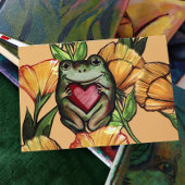 Froggy Lover Flower Pattern Frogs Love Heart Kaart