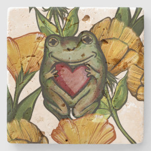 Froggy Lover Flower Pattern Frogs Love Heart Stenen Onderzetter