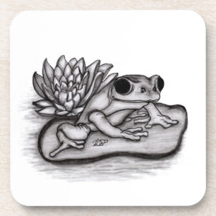 Froggy met Lotus Flower Bier Onderzetter