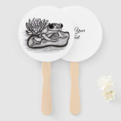 Froggy met Lotus Flower Handwaaier (Voorkant en achterkant)