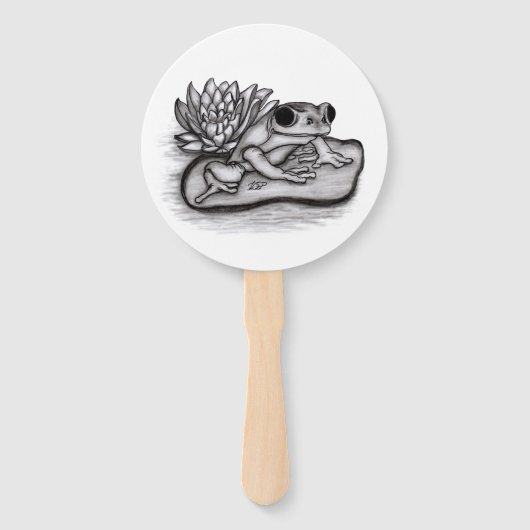 Froggy met Lotus Flower Handwaaier (Voorkant)
