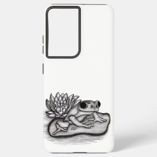 Froggy met Lotus Flower Samsung Galaxy Hoesje (Achterkant)