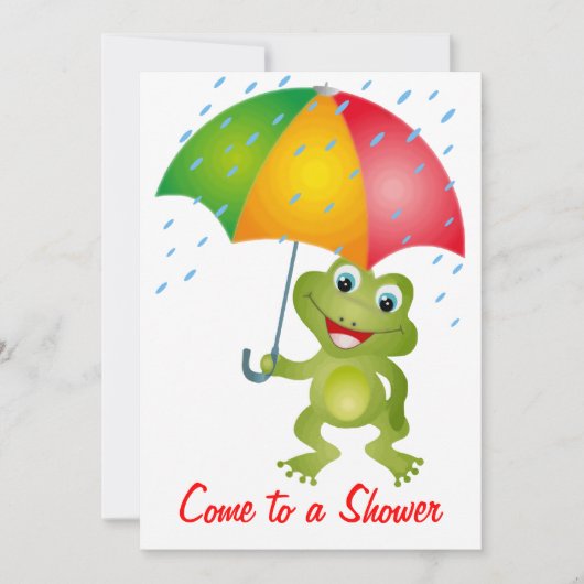 Froggy met Rain Umbrella Shower Invitation Kaart (Voorkant)