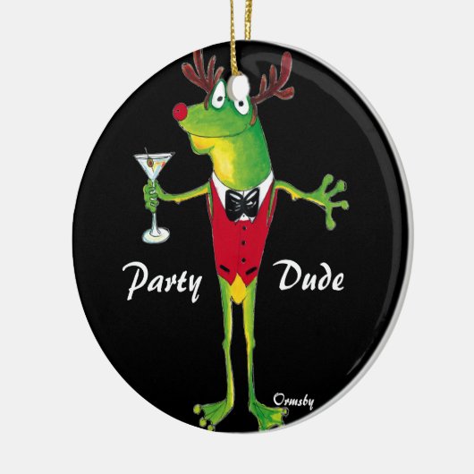 Froggy Party Keramisch Ornament (Links)