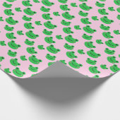 Froggy Pink Girl Birthday Party Cute green toad Cadeaupapier (Hoek)