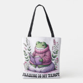 Froggy Reading is mijn therapie Tote Bag (Achterkant)