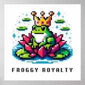 Froggy Royalty-Schattigee Pixel Art Crowned Frog D Poster (Voorkant)