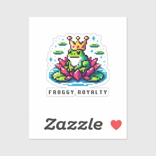 Froggy Royalty-Schattigee Pixel Art Crowned Frog D Sticker (Vel)