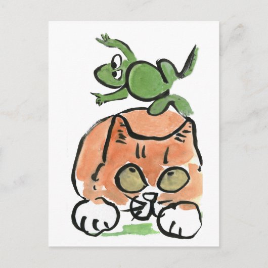 Froggy springt over het Katje Briefkaart (Voorkant)